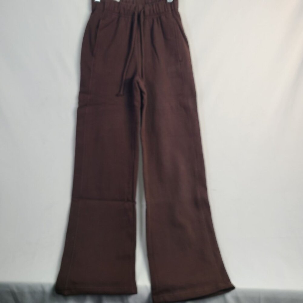 NWT Garage Ultra Fleece Essential Straight Leg Sweatpants Dark Brown Sz XXS